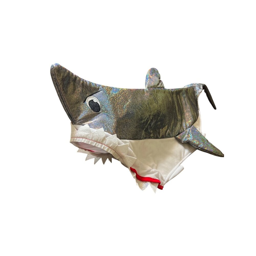 Shark Costume For Dog Halloween Accessory Holographic Fins Red Trim Size L NWOT